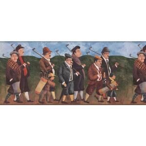 York Wallcoverings Vintage Golf Retro Duffers Wallpaper Border Golf Clubs Sports